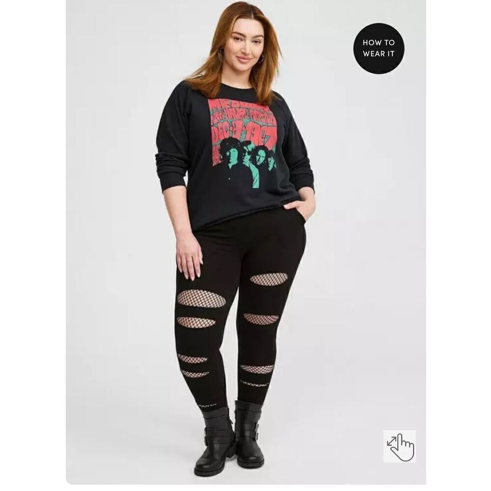 Torrid premium Full-Length Mesh Slit Pocket Legging pants distressed